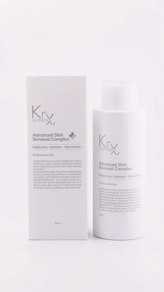 KRX Advanced Skin Renewal Complex Toner Flasche und Verpackung für Hauterneuerung, Glow und Resurfacing