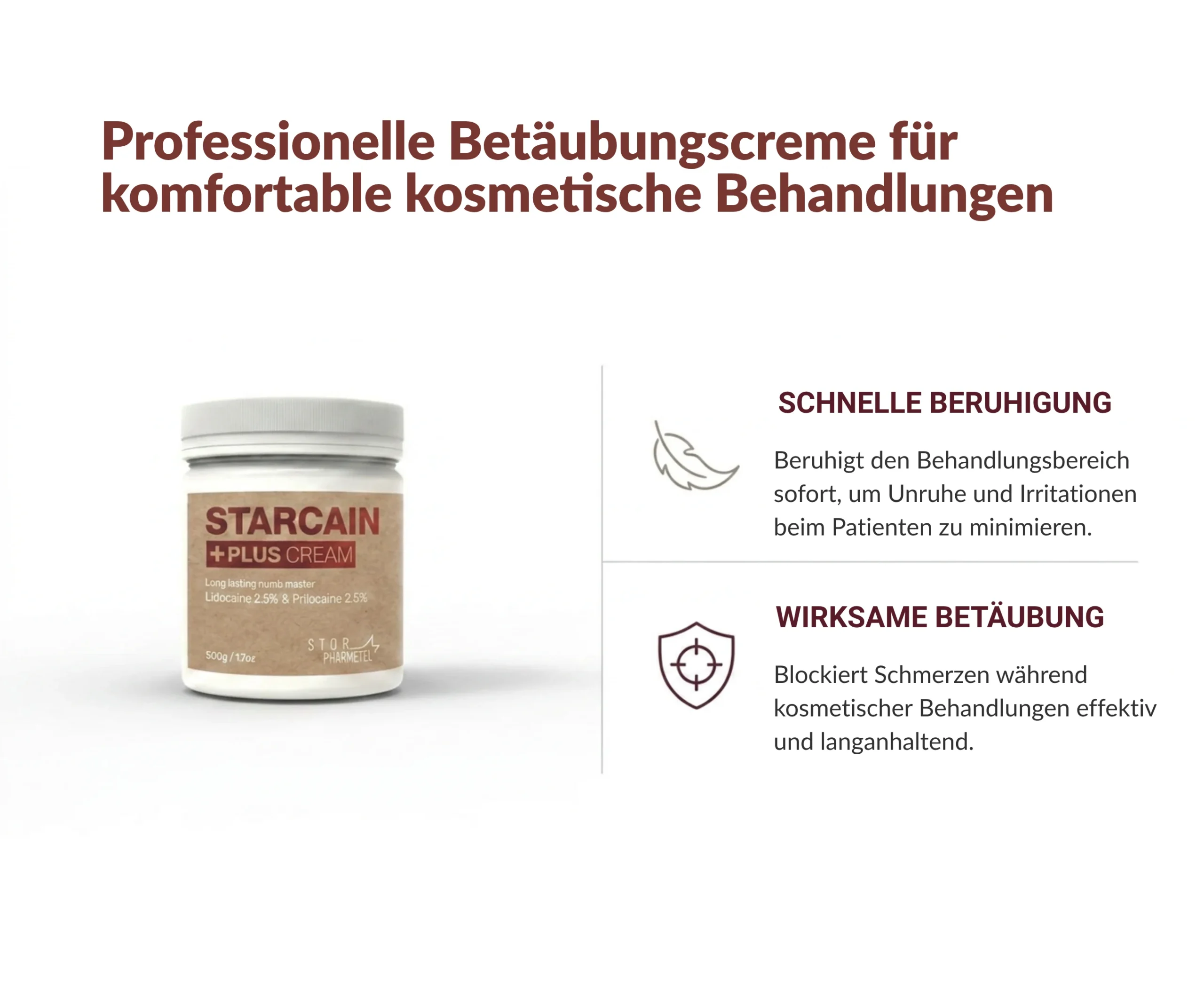Starcain Plus Betäubungscreme für professionelle kosmetische Behandlungen