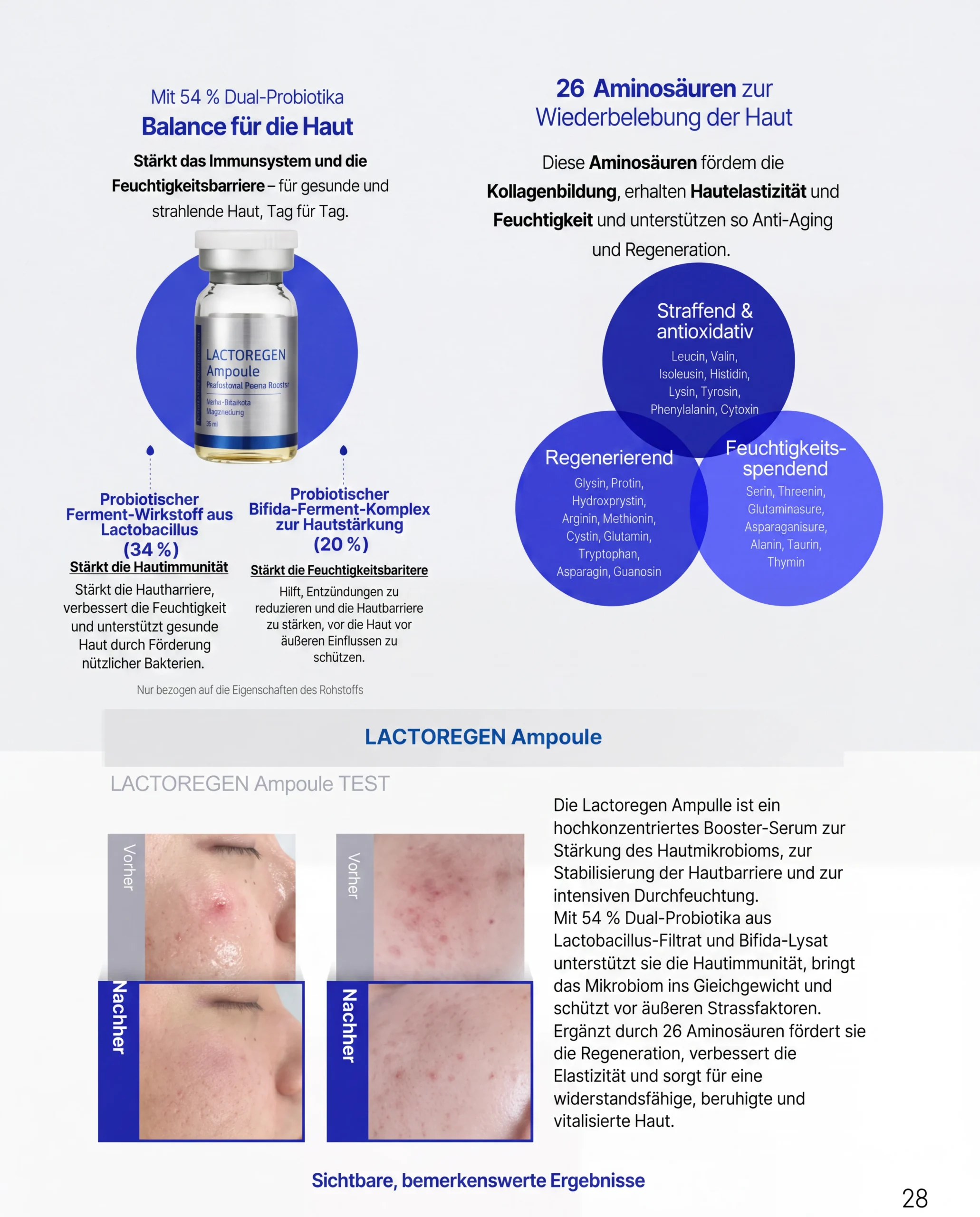 DERMATHOD Lactoregen Ampulle mit 54 % Dual-Probiotika und 26 Aminosäuren